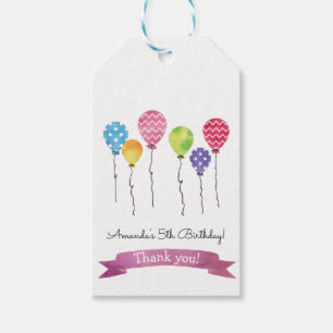 Waterverf Birthday-ballonnen Cadeaulabel