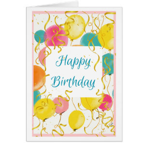 Waterverf Birthday Balloons Kaart voor haar
