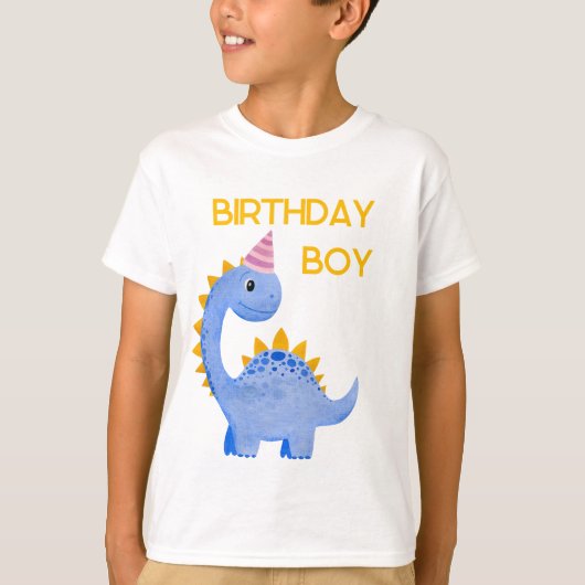 Waterverf Birthday Boy Dino T-shirt (Voorkant)