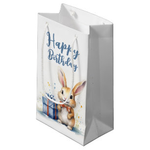 Waterverf Birthday Bunny Klein Cadeauzakje