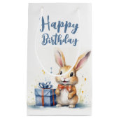 Waterverf Birthday Bunny Klein Cadeauzakje (Voorkant)