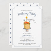 Waterverf Birthday Cake Invitation Kaart (Voorkant / Achterkant)