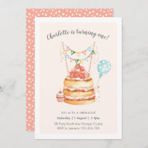 Waterverf Birthday Cake Invitation