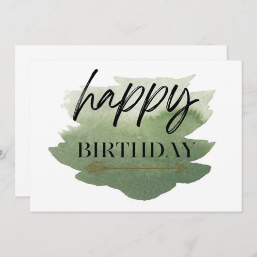 Waterverf Birthday Kaart (Voorkant / Achterkant)