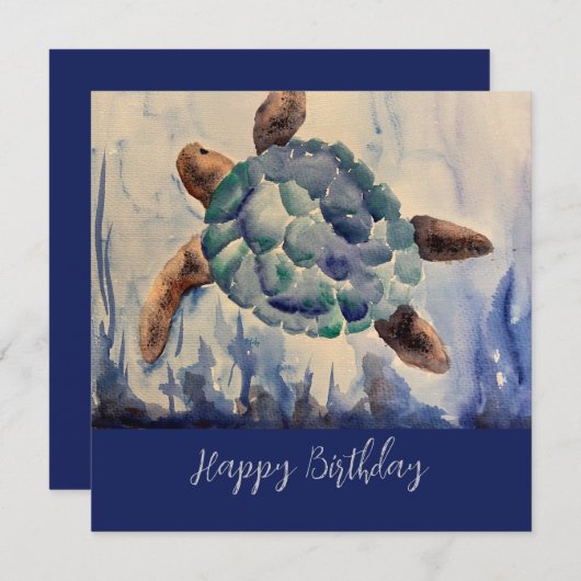 Waterverf Birthday Notecard Bedankkaart (Voorkant / Achterkant)