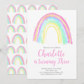 Waterverf Birthday Party Kaart (Voorkant / Achterkant)