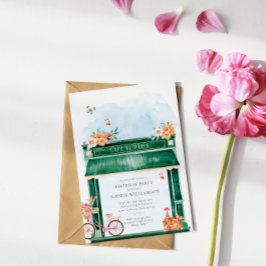 Waterverf Birthday Party Paris Cafe Boulangerie Kaart