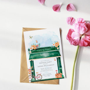 Waterverf Birthday Party Paris Cafe Boulangerie Kaart