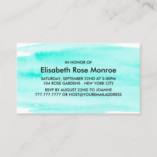 Waterverf Birthday Party Ticket (Achterkant)