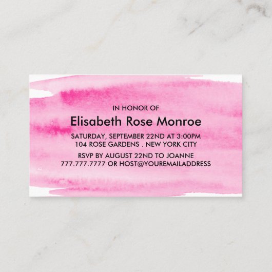 Waterverf Birthday Party Ticket (Achterkant)