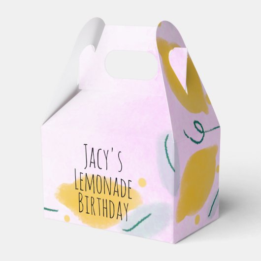 Waterverf - Birthday - roze gele grenskunst Bedankdoosjes (Voorkant Zijde)