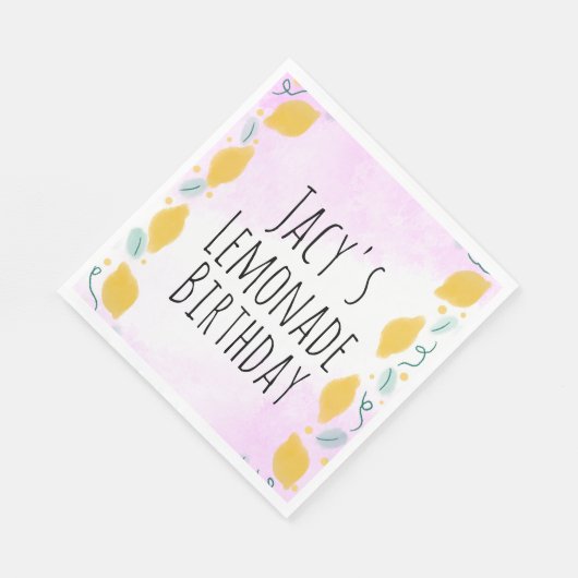 Waterverf - Birthday - roze gele grenskunst Servet (Hoek)
