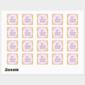 Waterverf - Birthday - roze gele grenskunst Vierkante Sticker (Vel)