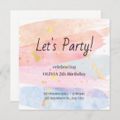 Waterverf Birthday Uitnodiging (Voorkant / Achterkant)