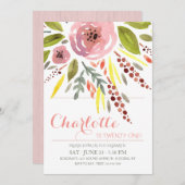 Waterverf Birthday Uitnodiging (Voorkant / Achterkant)