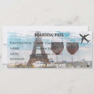 Waterverf Birthday verrassing Paris kaart