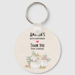Waterverf Birtyhday Favor White en Gold Pumpkins Sleutelhanger