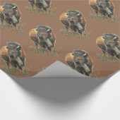 Waterverf Bison Buffalo Animal Natuur Art Cadeaupapier (Hoek)
