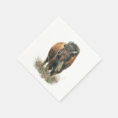 Waterverf Bison Buffalo Animal Natuur Art Servet (Hoek)
