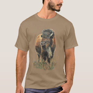 Waterverf Bison Buffalo Animal Natuur Art T-shirt