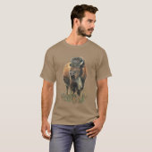 Waterverf Bison Buffalo Animal Natuur Art T-shirt (Voorkant volledig)