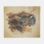 Waterverf Bison Buffalo Dierlijke Natuur in het wi Fleece Deken (Voorkant (Horizontaal))