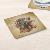 Waterverf Bison Buffalo Dierlijke Natuur in het wi Kartonnen Onderzetters (Schuin)