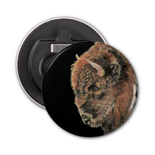 Waterverf Bison Buffalo Natuur in het wild Button Flesopener