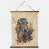 Waterverf Bison Buffalo Natuur in het wild Hangend Wandkleed (Voorkant)