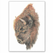Waterverf Bison Buffalo Wildlife Animal Art Sticker (Voorkant)