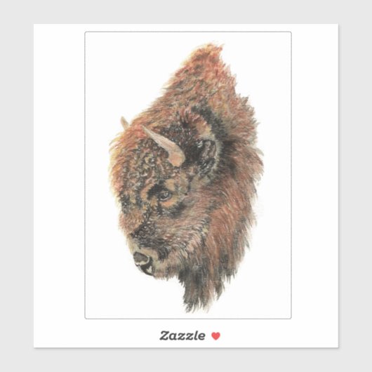 Waterverf Bison Buffalo Wildlife Animal Art Sticker (Vel)