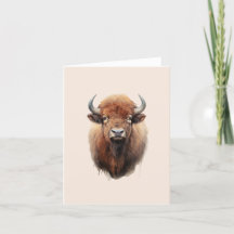 Waterverf Bison Portrait
