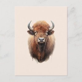 Waterverf Bison Portrait Briefkaart