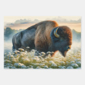 Waterverf Bison White Wildflower Decoupage Inpakpapier Vel (Voorkant)