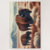 Waterverf Bizon op de vlakten Legpuzzel (Verticaal)