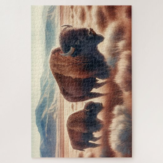 Waterverf Bizon op de vlakten Legpuzzel (Verticaal)