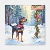 Waterverf Black and Tan Coonhound Bospad Magneet (Voorkant)
