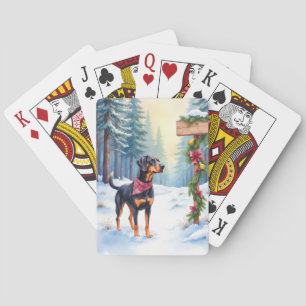 Waterverf Black and Tan Coonhound Bospad Pokerkaarten