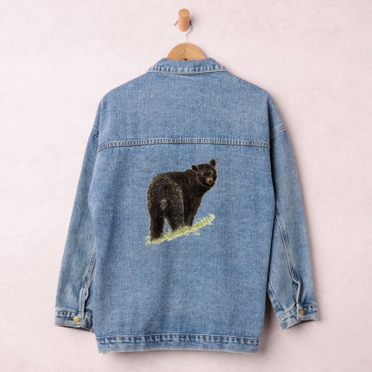 Waterverf Black Beer Animal Wildlife Natuur Art Denim Jacket (Hangar)