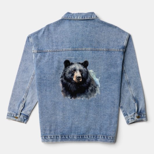 Waterverf Black Beer Animal Wildlife Natuur Art Denim Jacket (Achterkant)