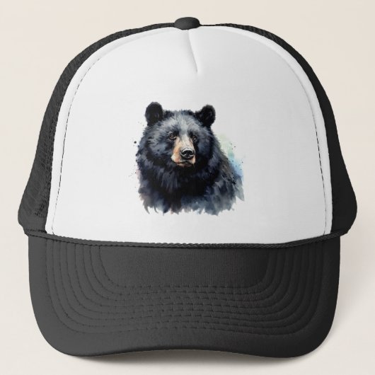 Waterverf Black Beer Animal Wildlife Natuur Art Trucker Pet (Voorkant)