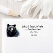 Waterverf Black Beer Family Animal Address Etiket (Insitu)