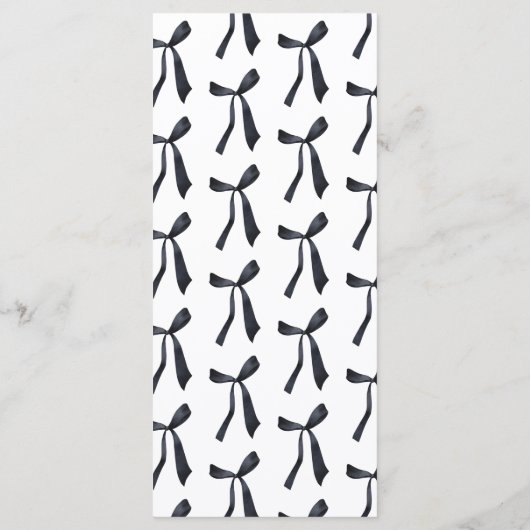Waterverf Black Bow Verjaardagsdiner Menu (Achterkant)