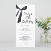 Waterverf Black Bow Verjaardagsdiner Menu (Staand voorkant)