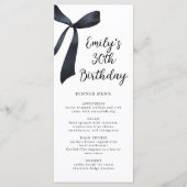 Waterverf Black Bow Verjaardagsdiner Menu (Voorkant)