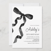 Waterverf Black Bow verjaardagsuitnodiging Kaart (Voorkant)