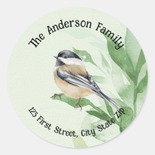 Waterverf Black Capped Chickadee Bird Natuur Art Ronde Sticker