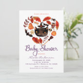 Waterverf Black Cat Halloween Baby shower Kaart (Staand voorkant)