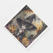 Waterverf Black Cat Halloween voor Decoupage Party Servet (Hoek)