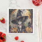 Waterverf Black Cat Halloween voor Decoupage Party Servet (Insitu)